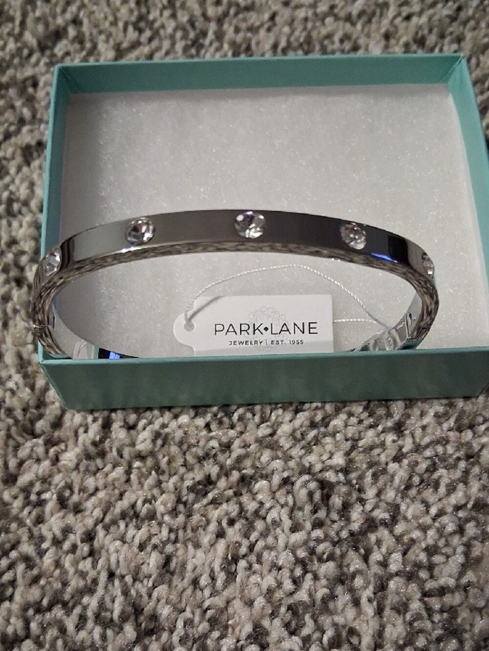 Park Lane Silver-tone Crystal Station Bangle - Picture 2 of 3